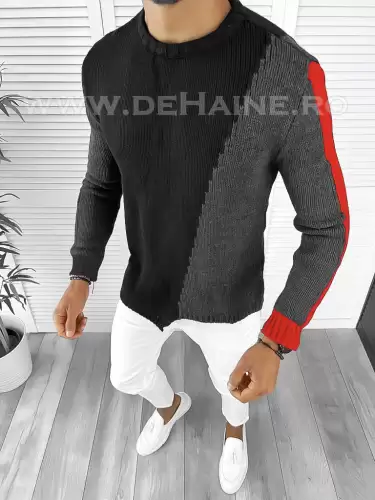 Pulover barbati gros slim fit negru T3619 95-5