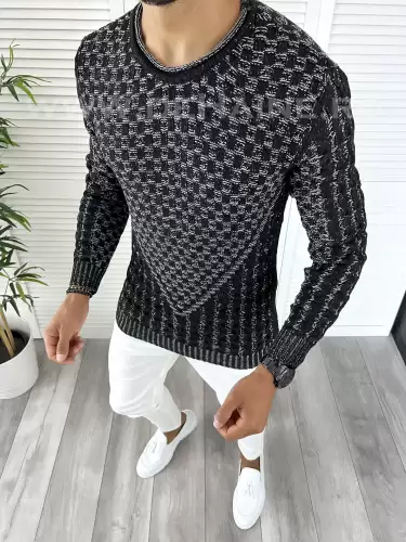 Pulover barbati gros slim fit negru T3620 103-5*/U5