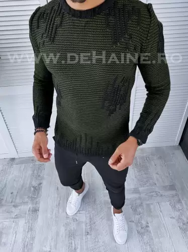 Pulover barbati gros  slim fit negru T3636  96-2.3