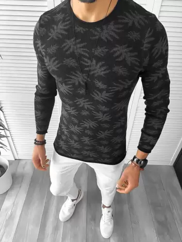 Pulover barbati gros slim fit negru ZR T3703 P18-4.2