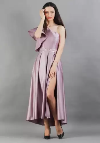 Rochie de ocazie asimetrica de culoare lila