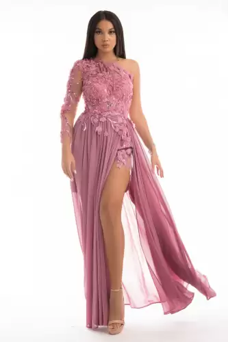 Rochie de ocazie din voal si broderie 3D