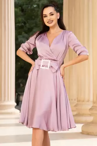 Rochie de ocazie Pretty Girl lila in clos cu cordon tip funda