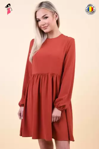 Rochie de zi caramizie din vascoza