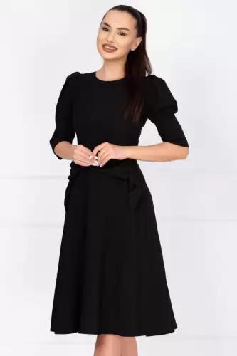 Rochie de zi in clos neagra Helene cu fundite decorative