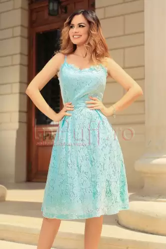 Rochie eleganta din dantela verde menta