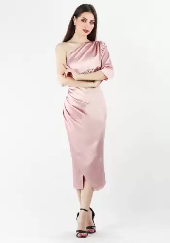 Rochie eleganta midi cu aspect petrecut si paiete