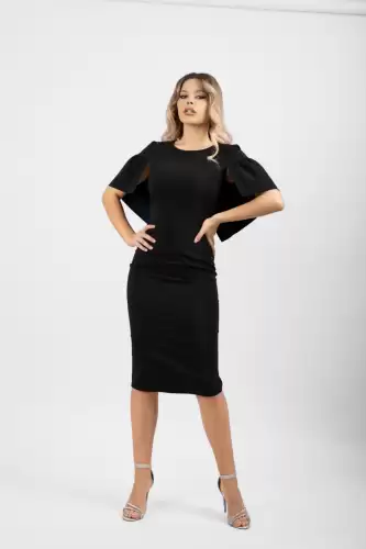 Rochie eleganta neagra conica cu maneca scurta
