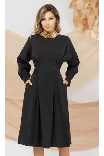 Rochie neagra Pretty Girl de zi din Lyocell