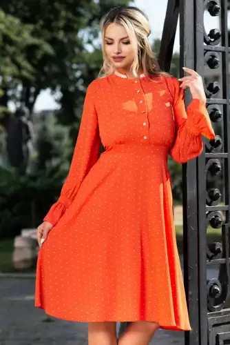 Rochie portocalie cu buline Moze