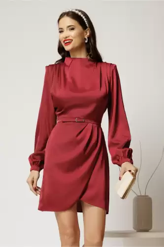 Rochie scurta bordo de ocazie din satin