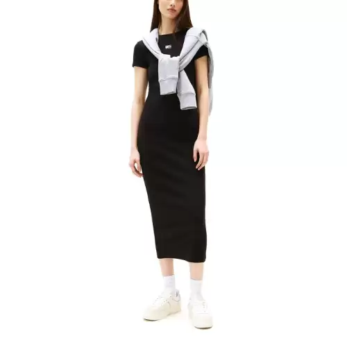 Rochie Tommy Hilfiger TJW BADGE RIB MIDI DRESS EXT