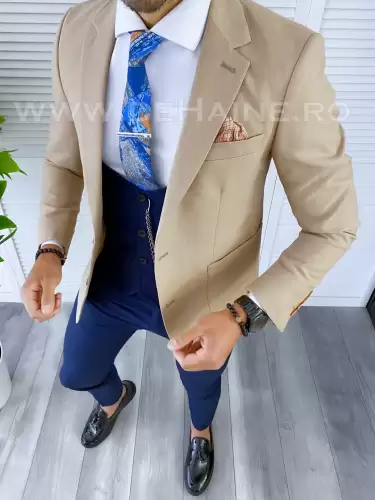 Sacou barbati bej slim fit B5307 D3-1.3