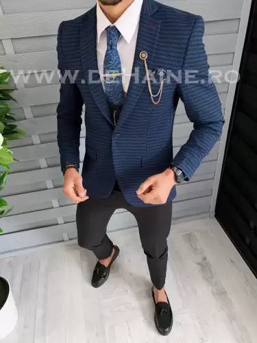 Sacou barbati bleumarin slim fit B1532 P19-4.2
