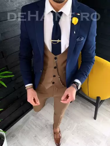 Sacou barbati bleumarin slim fit ZR A3911  U3