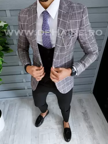 Sacou barbati in carouri slim fit B1543 D3-3.1