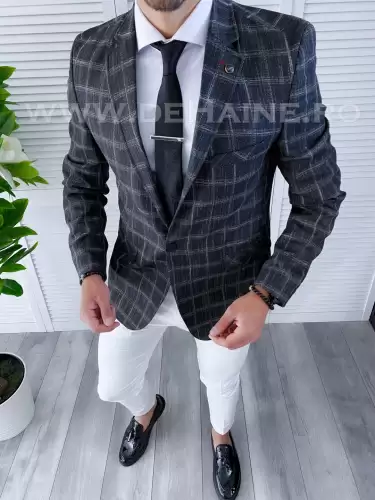 Sacou barbati in carouri  slim fit B4243 22A-3.1
