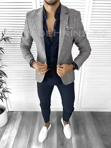 Sacou barbati in carouri slim fit B4976 i2-5.2