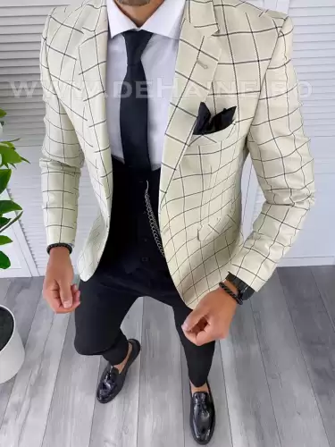 Sacou barbati in carouri slim fit B4991 107-1