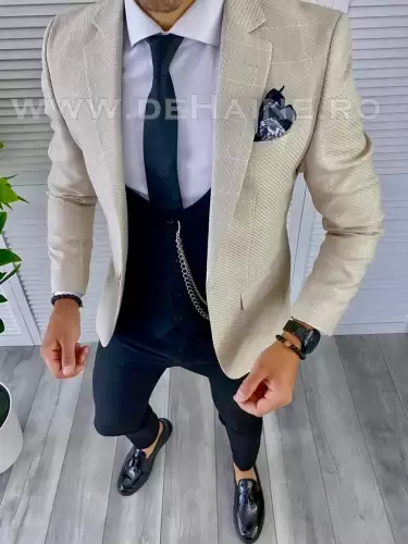 Sacou barbati in carouri slim fit B5006 P19-3.1