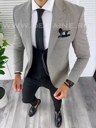 Sacou barbati in carouri slim fit B5009  80  S2-1