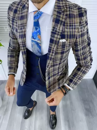 Sacou barbati in carouri slim fit B5289  12-1.2