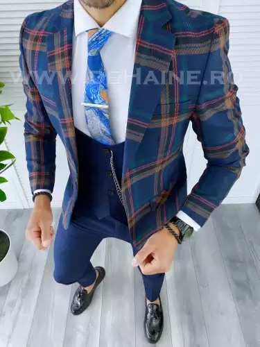 Sacou barbati in carouri slim fit B5299 O3-1.3