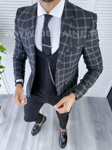Sacou barbati in carouri slim fit B5604 12-5.1