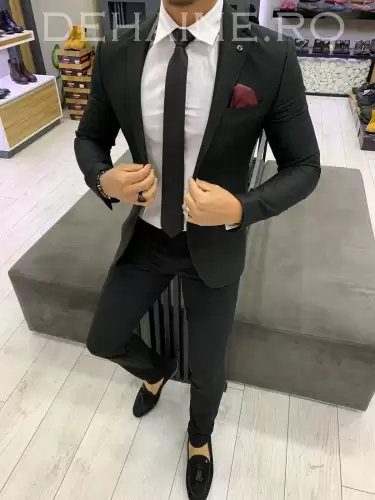 Sacou barbati negru slim fit ZR A4081 124-4