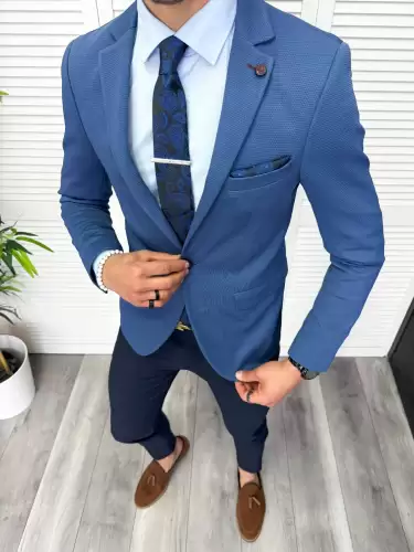 Sacou barbati slim fit  albastru 11878 D3-1.4