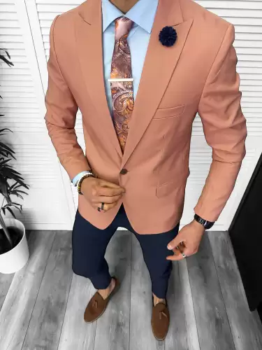 Sacou barbati slim fit corai 11850 54-4