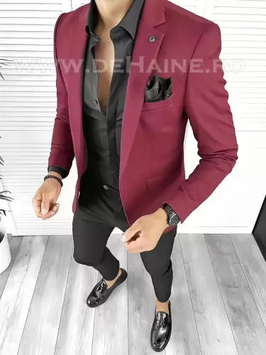 Sacou barbati slim fit grena B8339  89-5