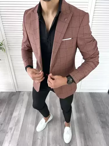 Sacou barbati slim fit in carouri 11977 P18-5.1