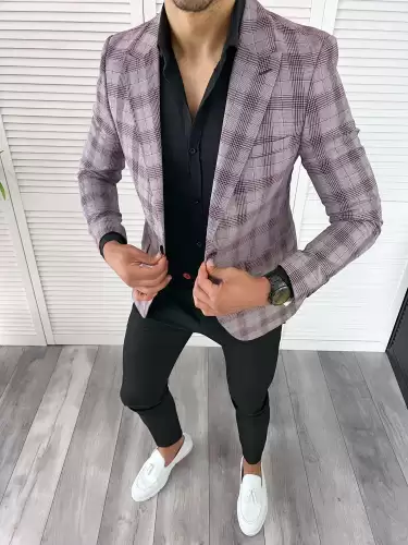 Sacou barbati slim fit in carouri 11982 P19-3.3