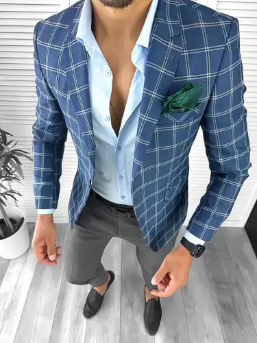 Sacou barbati slim fit in carouri 12715 107-2