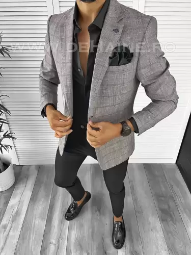 Sacou barbati slim fit in carouri B8284  P18-4.2
