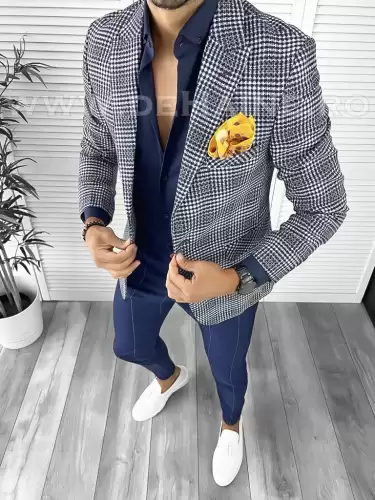 Sacou barbati slim fit in carouri B8329  P20-5.3