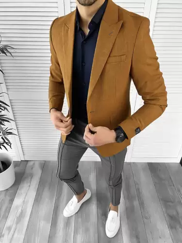 Sacou barbati slim fit maro 10203  P19-4.1