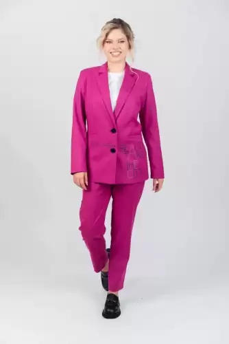 Sacou casual roz cu buzunare laterale