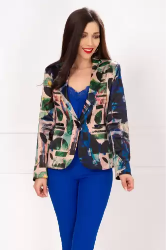 Sacou dama cu imprimeu jungle multicolor