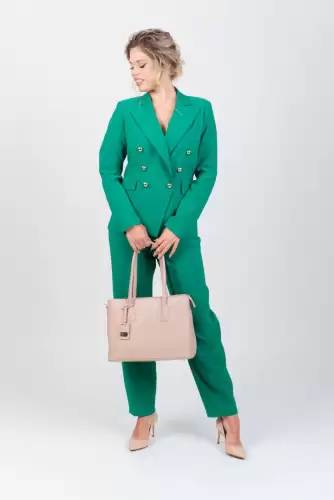 Sacou elegant verde accesoriza cu nasturi aurii si buzunare laterale