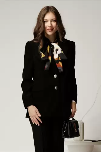 Sacou negru din catifea reiata