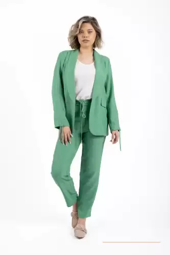 Sacou verde din vascoza cu snur la maneci