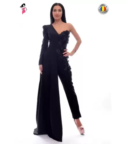 Salopeta neagra eleganta cu trena