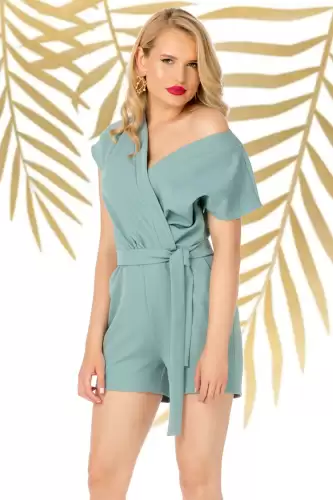 Salopeta Pretty Girl de vara mint cu umarul gol