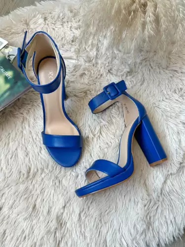 Sandale dama cu toc gros albastre 109  N7-3