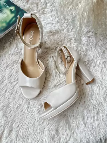 Sandale dama cu toc gros bej GQ10 T6-3