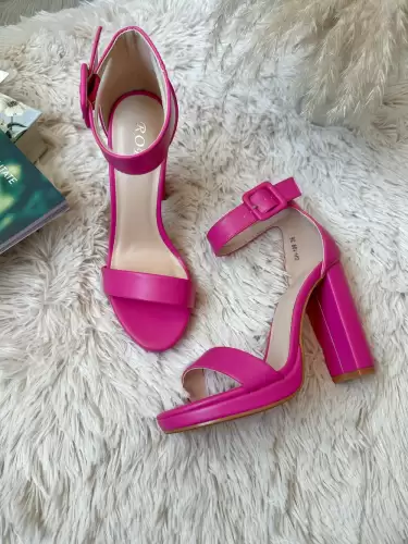 Sandale dama cu toc gros roz 109 N8-2