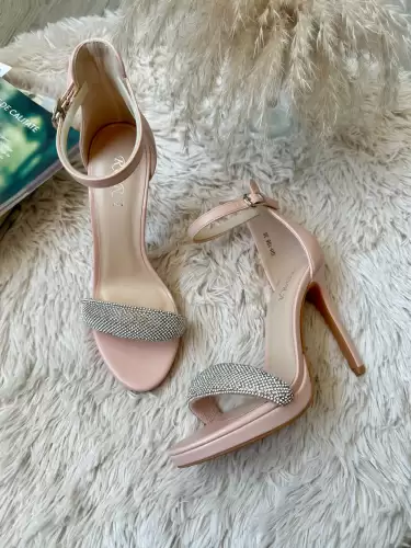 Sandale dama cu toc subtire bej 108 T4-3