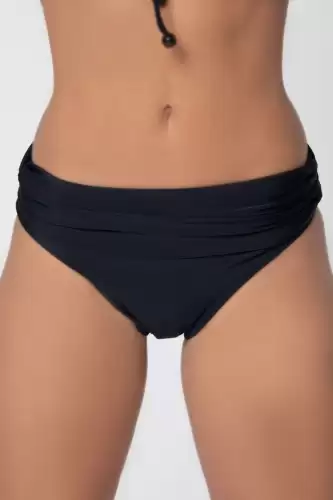 Slip costum de baie negru cu talie inalta
